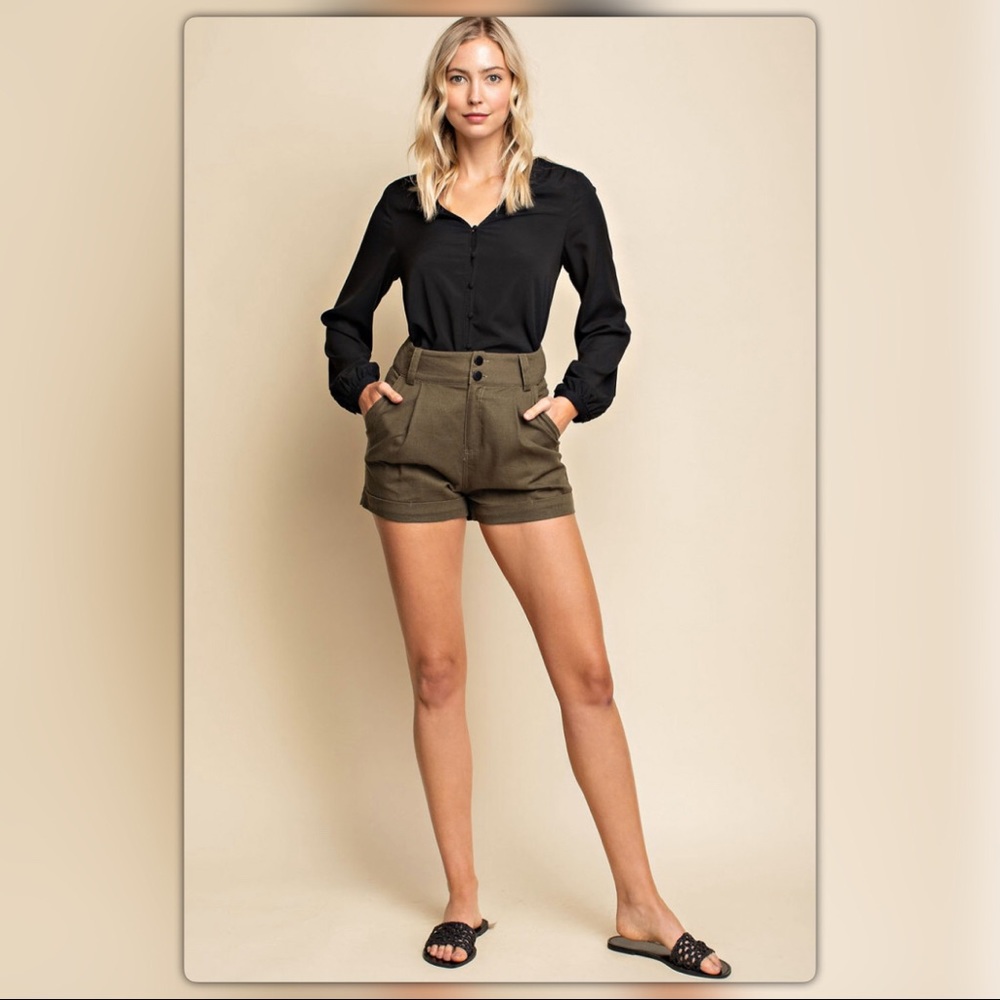 Olive Green High Waisted Shorts